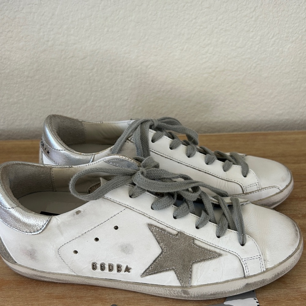 Golden Goose Silver Super Star Shoes